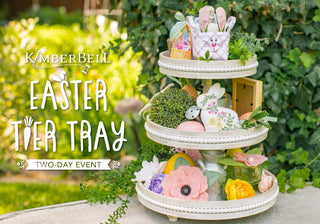Elevate your seasonal display with the Sew & Vac Kimberbell Easter Tier Tray. Perfect for showcasing your machine embroidery skills at an Sew & Vac special event or in an SEO-optimized display.