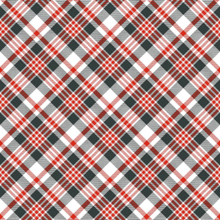 Pinecone Ridge Lodge 2128-89 Diagonal Plaid Multi by Shelly Comiskey for Henry Glass Co. features intersecting red, black, and white lines in a diamond plaid, evoking the cozy style of Pinecone Ridge Lodge.