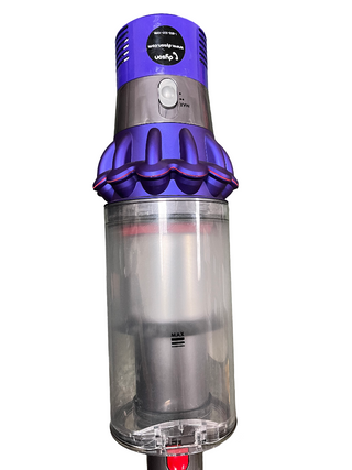Sew & Vac Dyson Cyclone v10 Animal cordless vacuum cleaner in like-new condition with a transparent dust container, shown upright on a white background.