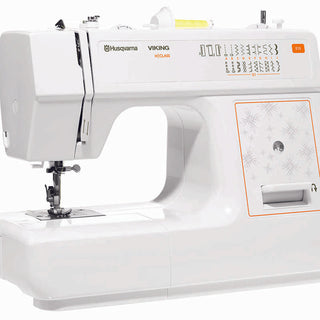 A Husqvarna Viking H|Class E10 W/Needle Threader sewing machine on a white background.