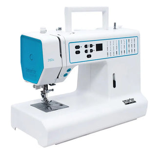 A Smarter By Pfaff 260c sewing machine on a white background.