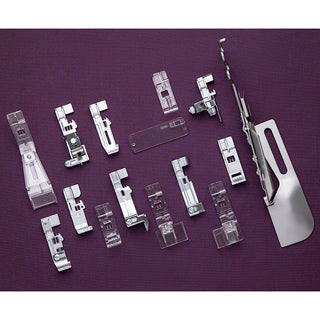 A group of different types of Pfaff Admire Air 7000 sewing machine parts.