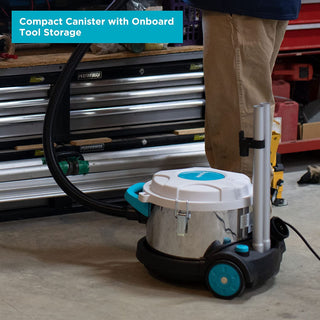 A man is buying a Simplicity BRIO Canister vacuum cleaner online.