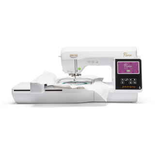 A Baby Lock Flare Embroidery Only Machine with a white screen.
