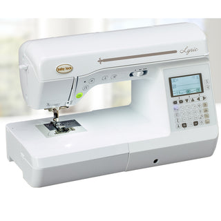 A Baby Lock Lyric Sewing & Quilting Machine on a table.
