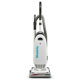 The Simplicity S20EZM Allergy Bagged Upright, shown front-facing on a white background, offers powerful suction—ideal for allergy sufferers seeking a high-performance vacuum.
