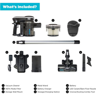 What's included in the Simplicity S65S Standard Cordless Stick Vacuum by Simplicity?
