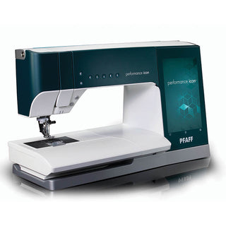 The PFAFF Performance Icon is a modern sewing machine with a digital display, ActivStitch Technology, needle, presser foot, and the brand’s largest working area for comfortable sewing.