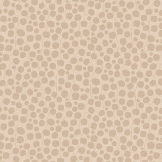 Tilda Hibernation Blender EUCALYPTUS BEIGE TIL110590 110090 by Fabric by Tilda features a beige background with abstract, rounded spots and thin lines for a minimalist, autumn-inspired Arts and Crafts look. Ideal fabric yardage for creative projects.