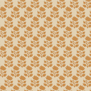 Tilda Sanctuary Blender MIRA OCHRE TIL110108 by Fabric by Tilda features a brown floral pattern on beige, inspired by Tone Finnanger—ideal for quilting or premium cotton fabric projects.