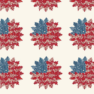 AGF Studio Bloomin' Americana BAM-47113 by Art Gallery Fabrics features bold red and blue vintage florals on light beige, ideal for summer fabrics or quilting cotton projects.