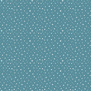 Teal Nidhi Wadhwa for Blank Quilting Snowmates DOTS 4913 77 BQI4913-77 fabric printed with a pattern of white dots of varying sizes resembling falling snow.