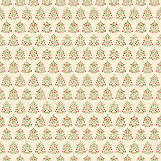 The Glisten by Sandy Gervais C16225-EGGNOG GLISTEN TREES EGGNOG, by 56-Riley Blake, features a repeating pattern of small red-ornamented green Christmas trees on beige 100% cotton fabric. Sold by the yard.