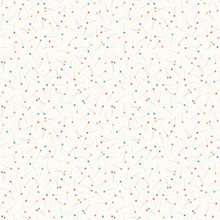 Hand Made by Riley Blake C16594-CLOUD Pins Cloud Fabric by Riley Blake features a seamless pattern of colorful straight pins on a light background—ideal for quilting, home decor, or unique apparel projects.