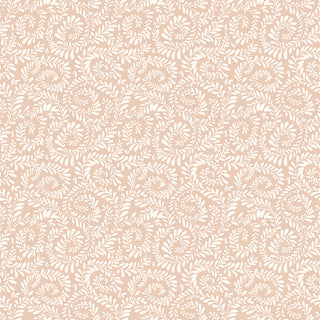 Riley Blake Sunflower Whispers by Lisa Audit Fabric C16672-BLUSH features an elegant white floral and vine pattern on a blush beige background, made from 100% cotton. From the Sunflower Whispers collection by Riley Blake.
