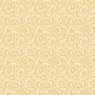 Riley Blake Sunflower Whispers by Lisa Audit Fabric (C16672-YELLOW) features a seamless pattern of white leafy vines on a light yellow background—perfect for decorative 100% cotton projects. Brand: Fabric by Riley Blake.
