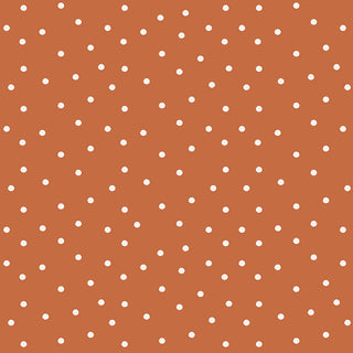 Riley Blake Sunflower Whispers by Lisa Audit Fabric C16673-PUMPKIN features evenly spaced white polka dots on a solid brown 100% cotton background from Fabric by Riley Blake.