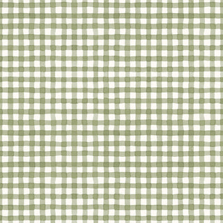 Riley Blake Sunflower Whispers by Lisa Audit C16674-GREEN features a green and white plaid with hand-drawn grid lines. This 100% cotton Riley Blake fabric is ideal for quilting or crafts, adding a fresh touch to your projects.