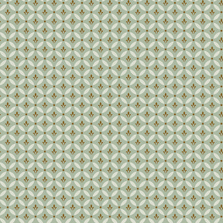 Featuring a repeating geometric pattern with diamond and floral motifs in muted green, cream, and brown on 100% cotton, Riley Blake Morning Latte Tile Aloe C16922-ALOE adds seamless style to any project. Brand: Fabric by Riley Blake.