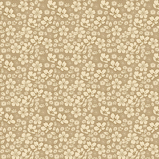 Beige background with cream floral pattern in a seamless, vintage style—ideal for quilting with Riley Blake Morning Latte Tonal Floral Camel C16923-CAMEL 100% cotton fabric by Riley Blake.