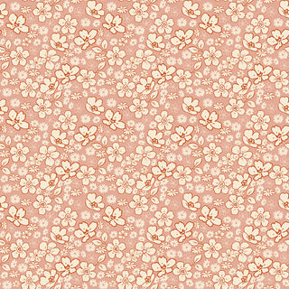 Vintage cream and light orange floral pattern with leaves on a muted pink background, printed on 100% cotton Riley Blake Morning Latte Tonal Floral Pink C16923-PINK fabric by Fabric by Riley Blake.