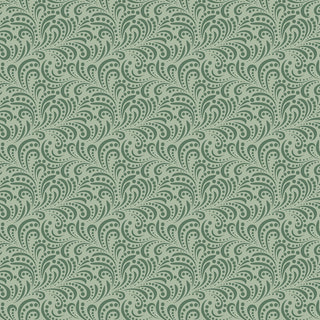Green swirling, leaf-like shapes with dotted accents on a pale green background form this abstract foliage pattern, featured on Riley Blake Morning Latte Swirls Green C16928-GREEN fabric by Fabric by Riley Blake. 100% cotton.