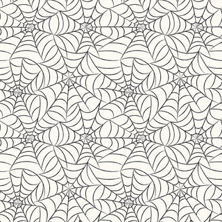 Frank and Friends WEBS CLOUD C17474-CLOUD by 56-Riley Blake features a black and white seamless overlapping spiderweb pattern, ideal for quilting fabric by the yard or premium cotton quilting projects.