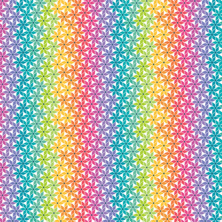 Revised Description: The Chasing Rainbows Leslie Ryan for RBD STELLAR WEAVE RAINBOW C18014-RAINBOW fabric by 56-Riley Blake features a vibrant, symmetrical pattern of overlapping hexagons and triangles in a rainbow gradient, printed on premium quilting cotton. Available by the yard with free shipping.