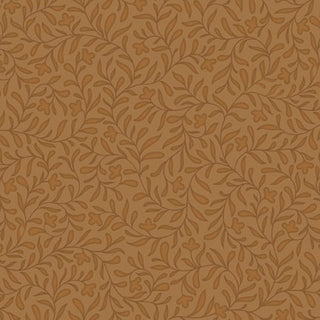 Cider Mill PNBCMIL-6222-LZ HARVEST VINE Fabric Yardage by 47-EE Schenck features a seamless pattern of dark brown leafy vines on a lighter brown background. Intertwining branches and stylized leaves create a repeating, textured design—ideal for quilting cotton projects or ordering as premium cotton fabric by the yard.