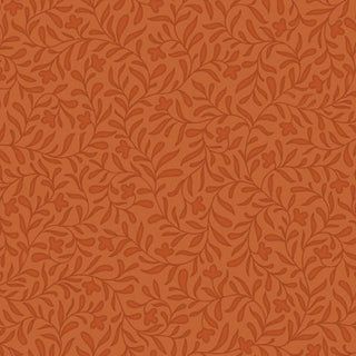 Introducing the Cider Mill PNBCMIL-6222-O HARVEST VINE Fabric Yardage by 47-EE Schenck: featuring a seamless pattern of orange leaves and branches on a slightly lighter orange background. This quilting cotton fabric offers a repetitive, subtle, and natural design—available by the yard and perfect for your next project.