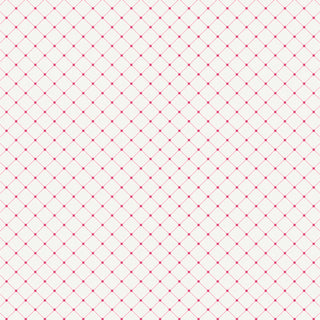 CUR8RO404 LATTICE EMBRACE Cur8tor Romantica by 69-Art Gallery Fabrics features white fabric with a red diamond lattice grid, reminiscent of vintage quilting designs.