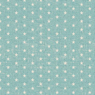 CUR8RO407 STARRY DREAMS Cur8tor Romantica by 69-Art Gallery Fabrics features light blue quilting fabric with a grid of small white stars and a woven, canvas-like texture—ideal for cozy, vintage-inspired projects.