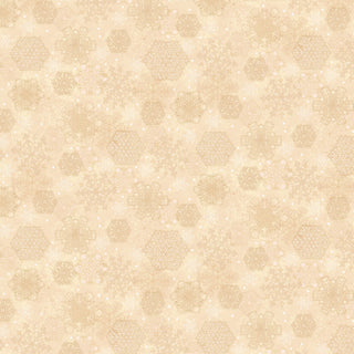 The Whole Country Caboodle for Henry Glass Gifts of Gratitude HEG2529-44 Snowflakes Cream fabric, featuring a repeating pattern of outlined brown snowflakes and small white dots on a cream background.