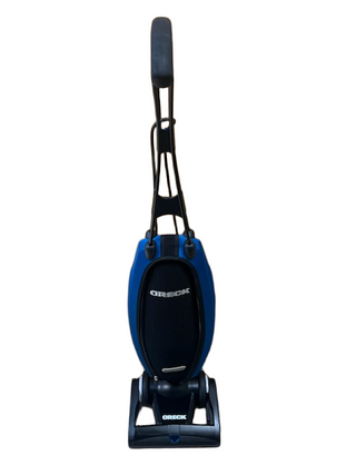 Refurbished Oreck Magnesium LW100 upright vacuum cleaner in blue and black.
