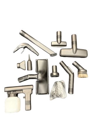 The Kirby Altair Platinum by Imagine Sewing & Vacuum and its premium cleaning attachments are arranged on a white background.