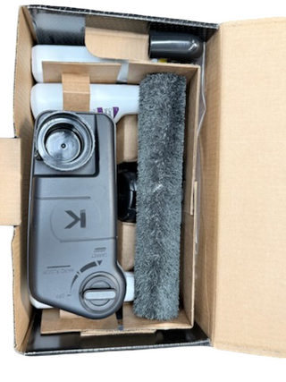 The Kirby Altair Platinum by Imagine Sewing & Vacuum is a boxed kit with premium cleaning tools, including a brush roller, control unit, and extra components, all neatly organized in cardboard packaging.