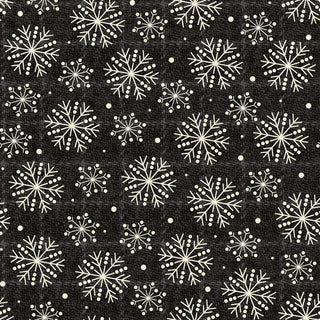 Maywood Studios Holly Jolly Flannel MASF10895-J by 47-EE Schenck features white snowflakes on a dark textured background in a repeating winter design, ideal for projects with this 1-yard black snowflake fabric.