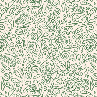Sure! Here’s a rewritten sentence using your product data: The P&B Textiles Tis the Season Beth Grove PNBTTSE-6178-EG SLEIGH SCROLL Cream/Green Fabric Yardage by 47-EE Schenck features playful, hand-drawn green swirl patterns with curls and spirals on a light cream background, making it a charming choice for festive Christmas projects.