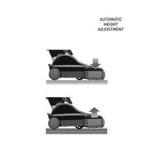A diagram illustrating how to adjust the height of a Sew & Vac SEBO Automatic X4 Boost Red vacuum cleaner, available for purchase online.