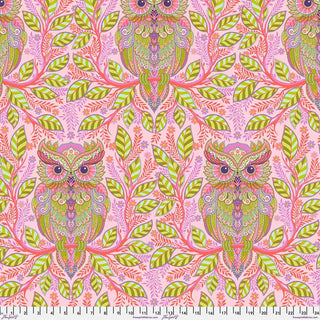 Tula Pink Full Moon Forest II PWTP244.HONEY HOOTIE PATOOTIE HONEY Fabric by Free Spirit TULA PINK features ornate owls and leafy branches on pink. Sold by the yard with inch ruler for scale. Enjoy free shipping on your order!.