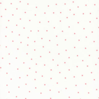 Kimberbell Basics Flannel Small Dots White/Pink MASF8210-WP by 42-Kimberbell features a white background with small pink grid-pattern dots, ideal for quilting or cozy projects.