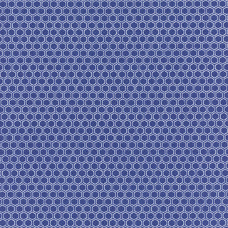 Kimberbell Basics Flannel Honeycomb Deep Blue MASF8256-N from 42-Kimberbell features a soft, double-brushed cotton flannel in deep blue with a grid of small white hexagons, perfect for quilting and sewing projects.