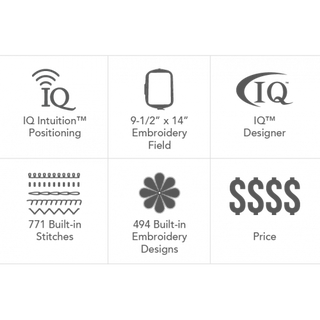 A black and white image of several different Baby Lock Altair Sewing & Embroidery Machine logos.