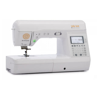 A white Baby Lock Brilliant Sewing Machine BUNDLE from the Sew & Vac Genuine Collection on a white background.