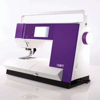 A purple and white PFAFF Expression 710 Sewing and Quilting Machine on a white background.