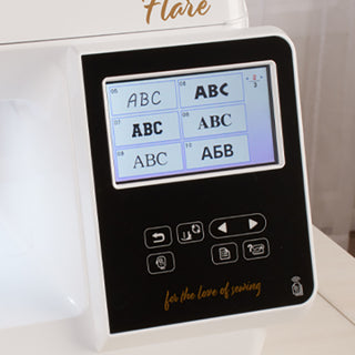 A Baby Lock Flare Embroidery Only Machine with the word flame on it.