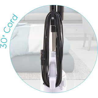 A Simplicity S60 Spiffy Broom Vacuum with a cord attached to it.