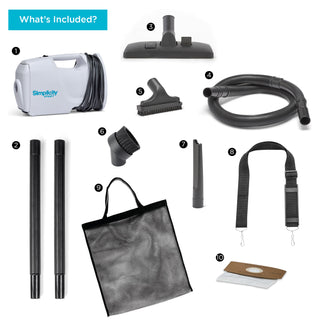 What's included in a Simplicity S100 Sport Portable Canister Vacuum package.
