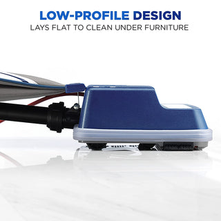 Low profile design lays to clean under the Oreck Commercial XL2100RHS Commercial Upright Vacuum Cleaner XL by Oreck.